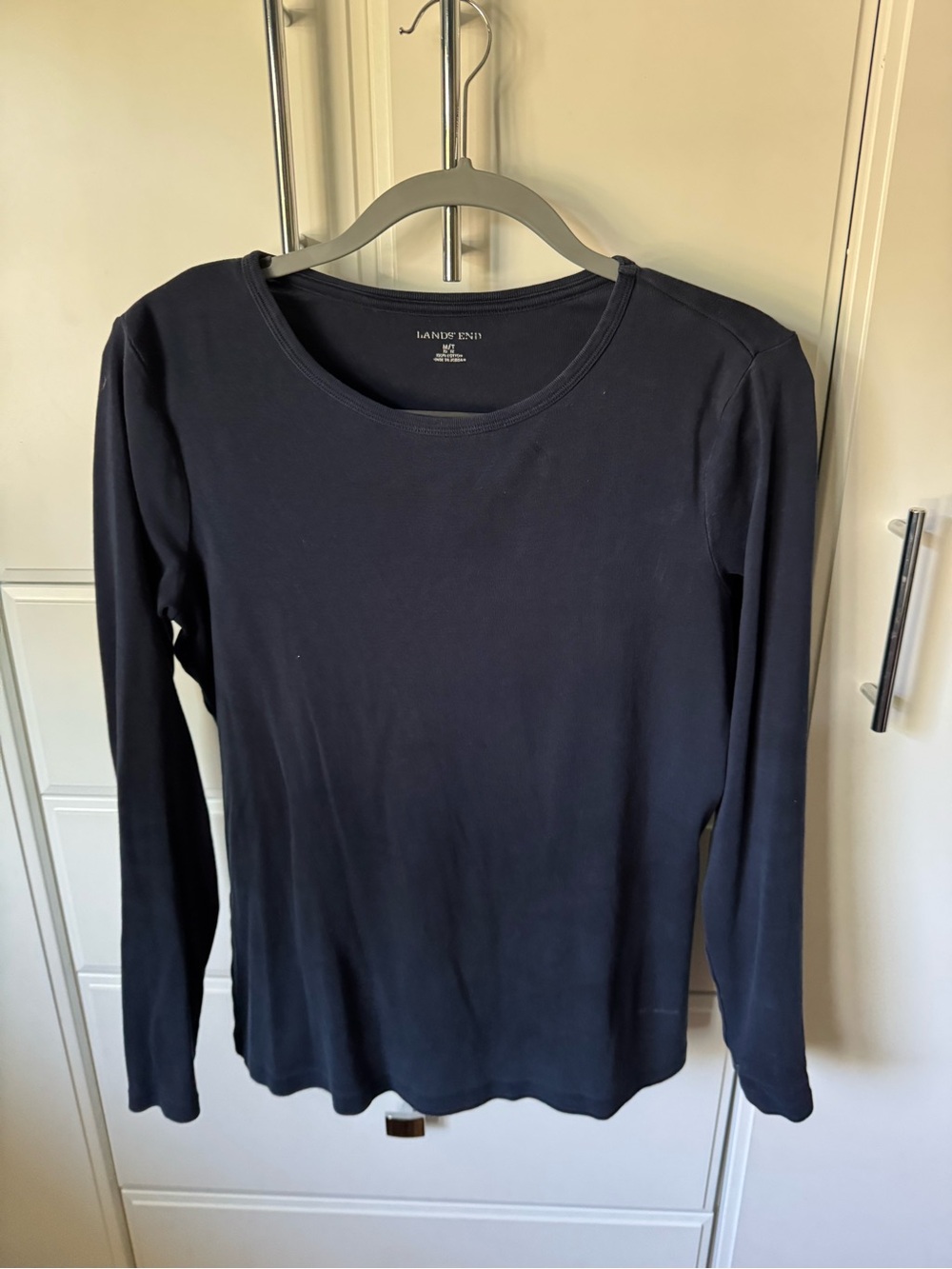 Lands' End Long-Sleeve Crewneck Top in Navy Blue